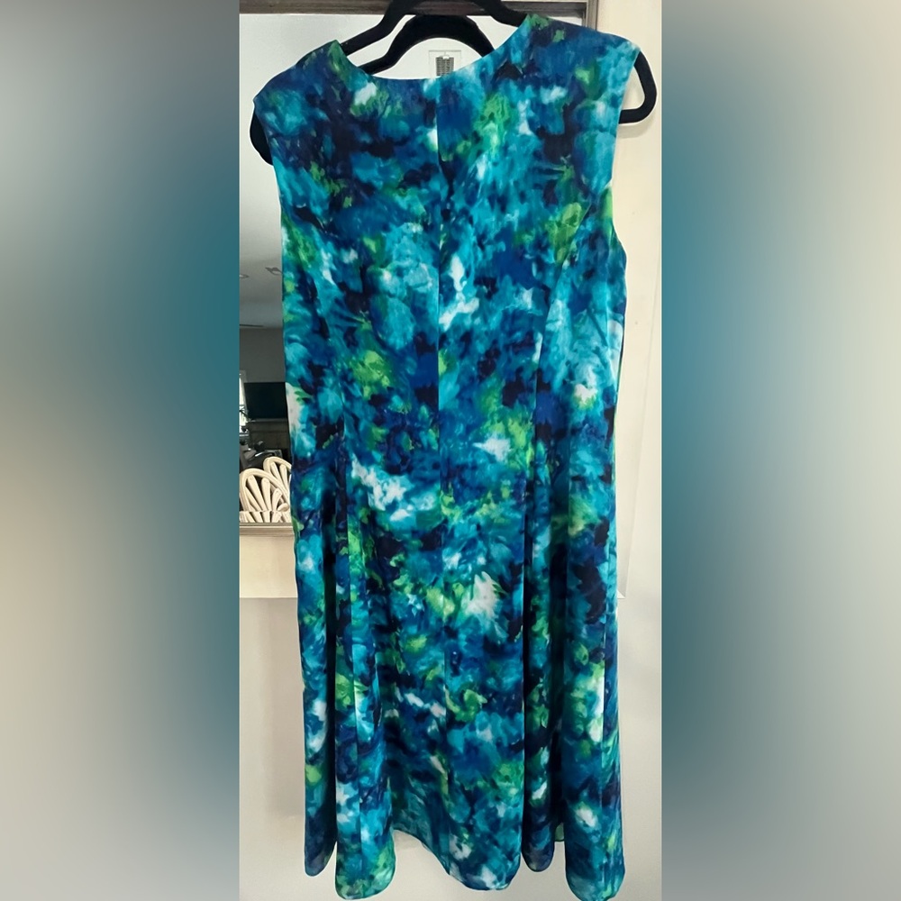 Jones New York Blue and Green Watercolor Midi Dress